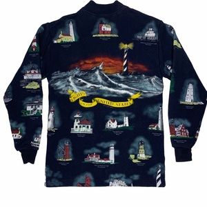 Vintage Navy Art Unlimited Lighthouse Cardigan